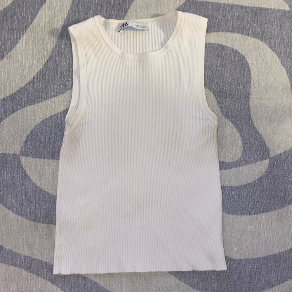 White Ribbed Tank